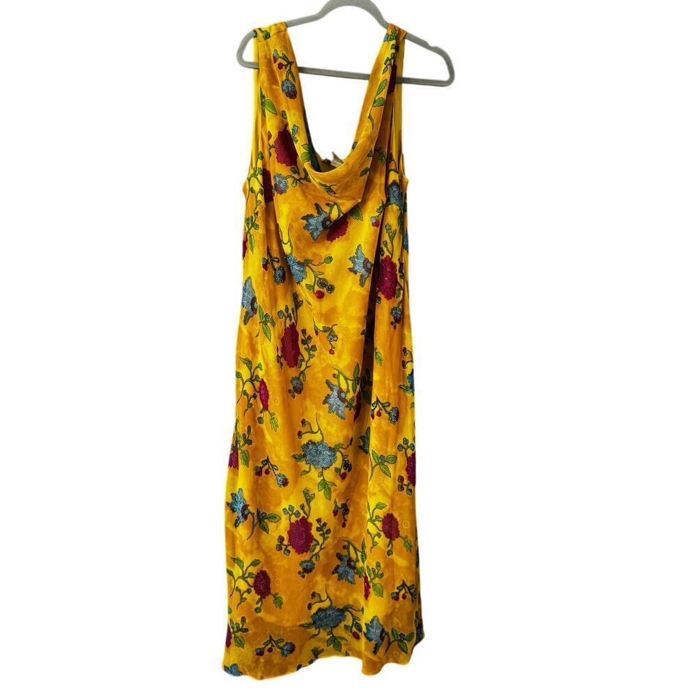 Vintage Marisol yellow floral bias cut maxi dress Size 24 cowl neck 80s/90s NWT
